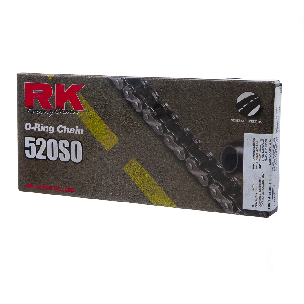 CORRENTE RK 520SOX110L C/ORING E EMENDA REBITE ON ROAD/OFF R