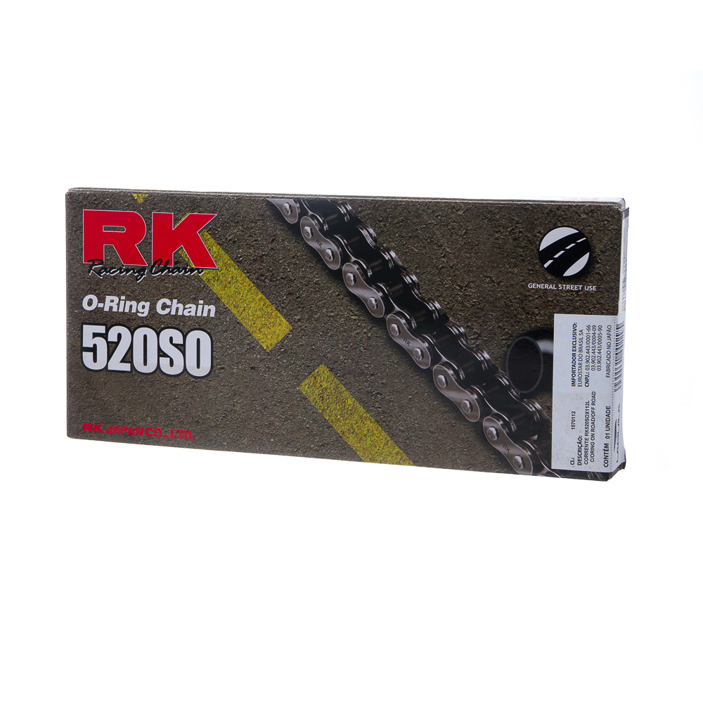 CORRENTE RK 520SOX112L C/ORING E EMENDA REBITE ON ROAD/OFF R