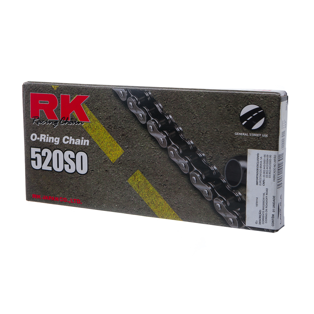 CORRENTE RK 520SOX114L C/ORING E EMENDA REBITE ON ROAD/OFF R