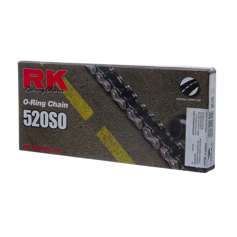 CORRENTE RK 520SOX120L C/ORING E EMENDA REBITE ON ROAD/OFF R