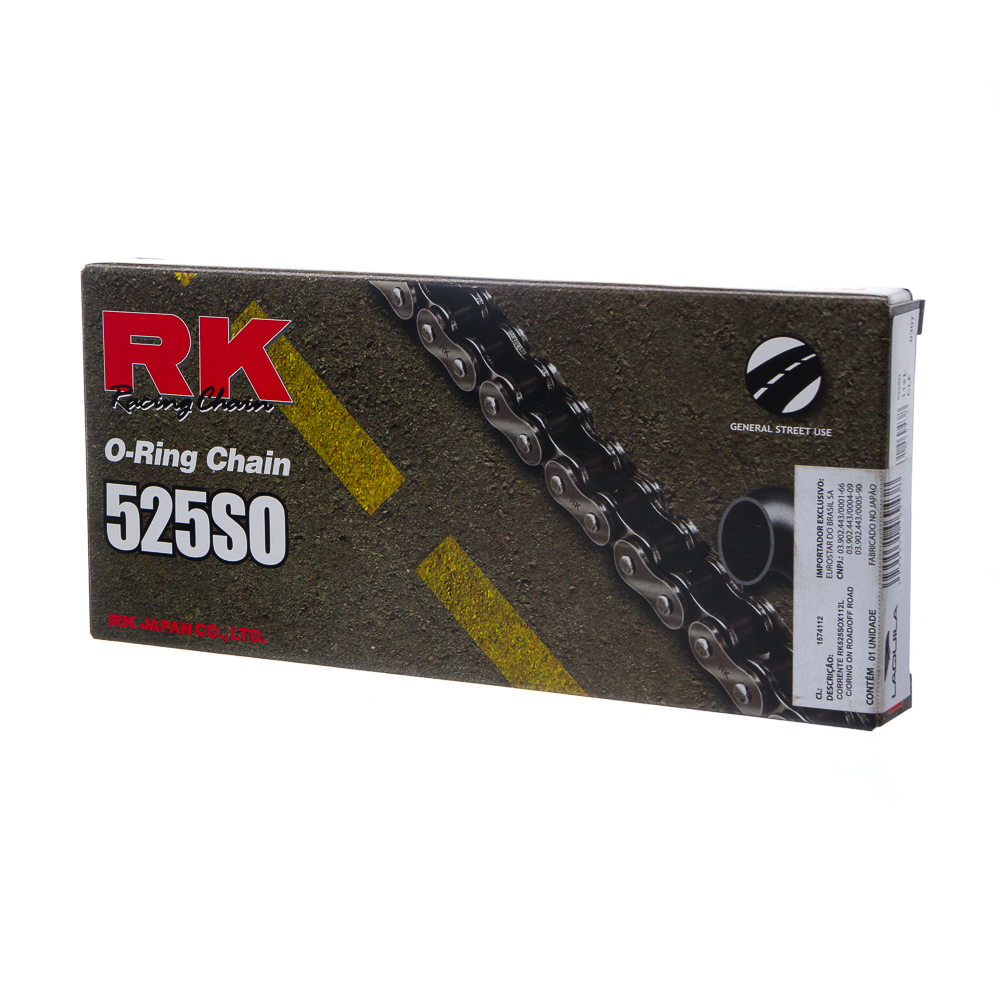 CORRENTE RK 525SOX112L C/ORING E EMENDA REBITE ON ROAD