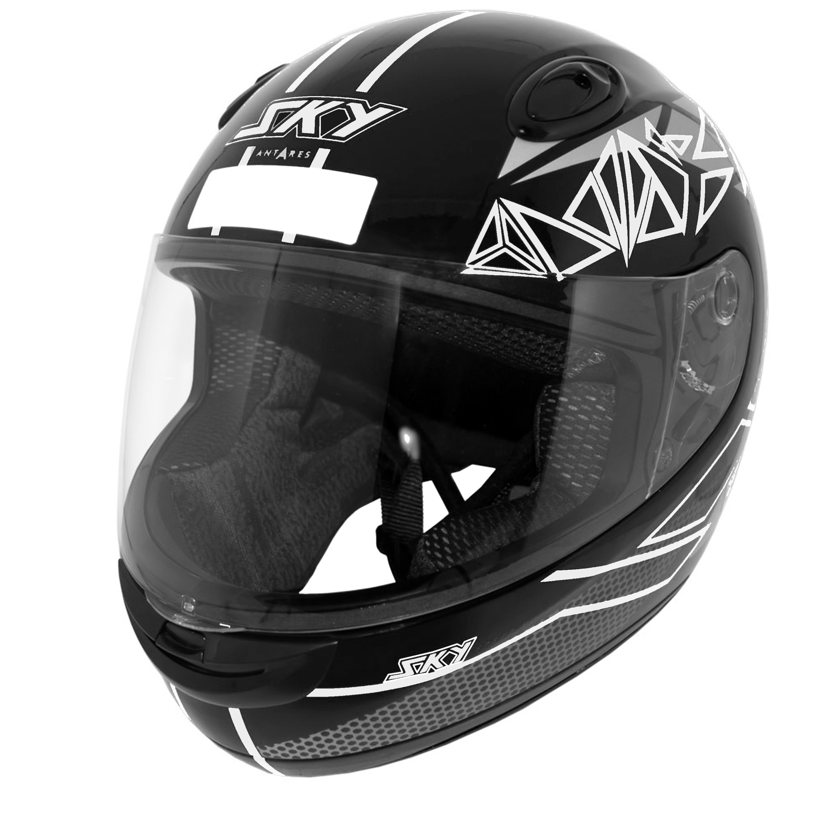 CAPACETE SKY ANTARES PRETO BRILHO, TRANSF BRANCO